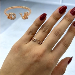 2 gr Anillo "Love" con cubics Plata Italiana Rose - comprar online