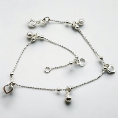 4.2 gr Tobillera Corazones (26 cm largo) Plata Italiana (SIN ESTUCHE) en internet