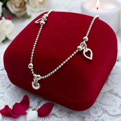 4.2 gr Tobillera Corazones (26 cm largo) Plata Italiana (SIN ESTUCHE) - comprar online