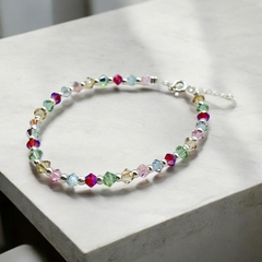 SWA-26 Pulsera Diseño Especial "Tuti Fruti" Plata Italiana (cadena extensión)