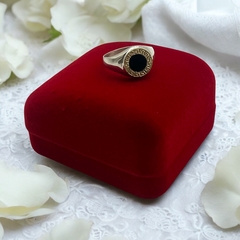 AG92 G Anillo Plata y Oro Mediano Redondo Negro (SIN ESTUCHE) - comprar online