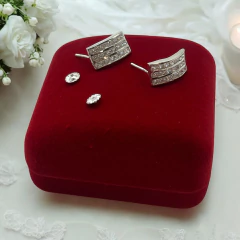 NAR-46 Aro Cubics Tres Filas (Cierre a Rosca) Plata 925 (SIN ESTUCHE)