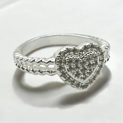 0476 Anillo Corazon con Cubics Acero Blanco - comprar online