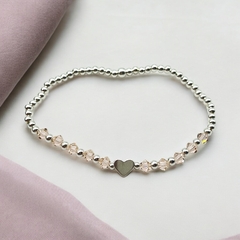 SWA-ELAS-BICOR Pulseras SWA Elastizadas Corazón- Variedad de Colores Plata Italiana - Stal Joyas