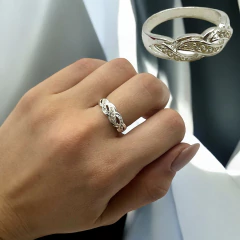 ART-45 Anillo Trenzado con Cubics Plata 925 - comprar online
