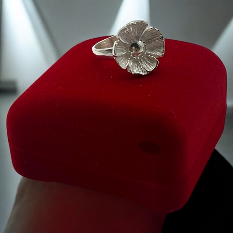 EU-111 Anillo Flor (20mm) Plata 925+Premium (SIN ESTUCHE)