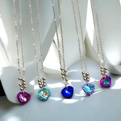 4284 Conjunto Cadena + Dije Corazon - Variedad de Colores Acero Quirúrgico