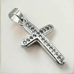 1.3 gr Dije Cruz con Cubics Blancos (20 mm) Plata-ECO