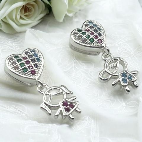 1.1 gr Dije Susano Corazon + Niño Multicolor - Variedad de Modelos (16 mm) Plata-ECO