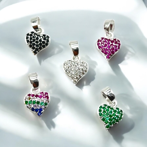 0.5 gr Dije Corazones - Variedad de Colores (8 mm) Plata-ECO