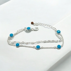 3.2 gr Pulsera Doble Piedras Celestes (18 cm + extensión 3 cm) Plata-ECO - comprar online