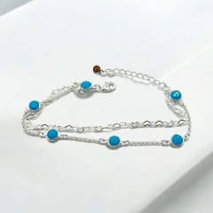 3.2 gr Pulsera Doble Piedras Celestes (18 cm + extensión 3 cm) Plata-ECO - comprar online
