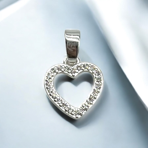 0.5 gr Dije Corazon con Cubics (10 mm) Plata-ECO