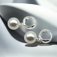 4.1 gr Aros Cubanos con Perlas Colgantes - Variedad de ColoresPlata-ECO