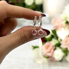 SOFI-10 Aros Colgantes con Cubics Circular - Rosa Plata-ECO - comprar online