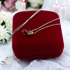Imagen de SWA-CONJUNTO Dije Lagrima Cristal + Cadena (45 cm) - Variedad de Colores Plata Italiana