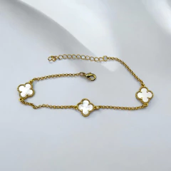 2.7 gr Pulsera 3 V.C Piedra Plana Blanca Enchapado en Oro - comprar online