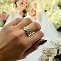 AG-245 Anillo Cubics Plata y Oro - tienda online