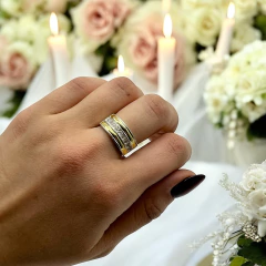 AG-245 Anillo Cubics Plata y Oro - comprar online