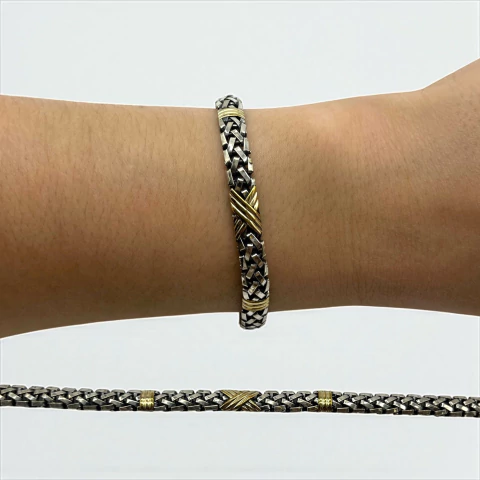 PU-PAYASON-2 Pulsera "Eslabón Panter" (19 y 21 cm) Plata y Oro