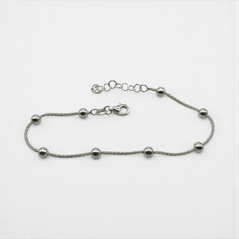 2.5 Pulsera Bolitas - Última Unidades (18 cm + Extensor) Plata Italiana