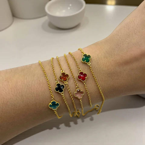 1.9 gr Pulsera "Mini Piedra Cubic V.C" - Variedad de Colores Enchapado en Oro