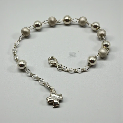 4.5 gr Pulsera Denario "Bolitas Facetadas" (16cm + Extensión) - Últimas Unidades Plata 925