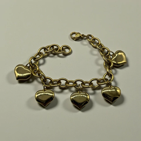 SIN-582 Pulsera Corazon (18cm + Extensión) - Últimas Unidades Acero Quirúrgico Dorado