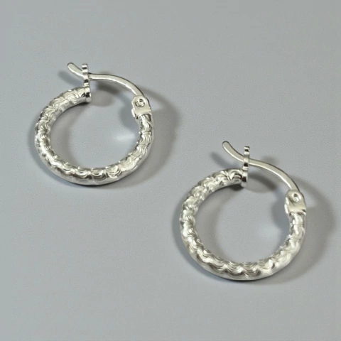 NUEVO! 1.3 gr Aros Argollas Escamadas (12 cm) Plata Italiana