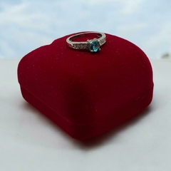 MO-57 Anillo Piedra Celeste - Ultimas Unidades Plata 925 (SIN ESTUCHE)