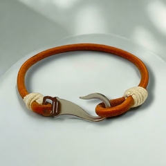 8813-1 Pulsera Cuero Marron Claro Acero Quirúrgico - comprar online
