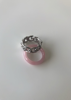 Pretty Please Vidrio & Juicy Ring plateado (2 anillos)