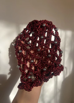 MESH HAT SEDA CROCHET PUNTO RED (c bolitas) - tienda online