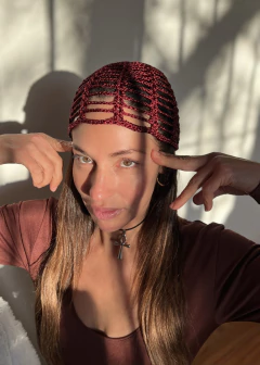 MESH HAT CROCHET SEDA (punto abanico) en internet