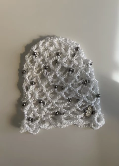 MESH HAT SEDA CROCHET PUNTO RED (c bolitas) - tienda online