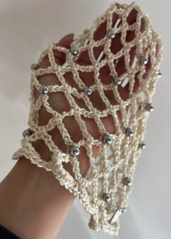 MESH HAT SEDA CROCHET PUNTO RED (c bolitas) en internet