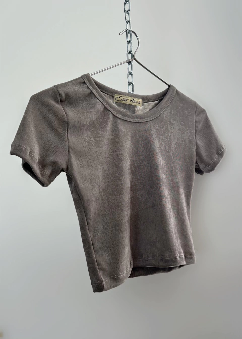 Remera Crop Visón Grey