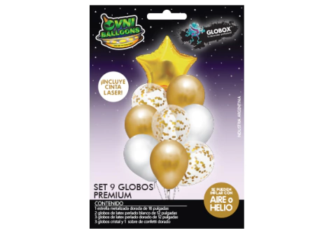 Set 9 Globos Premium Dorado