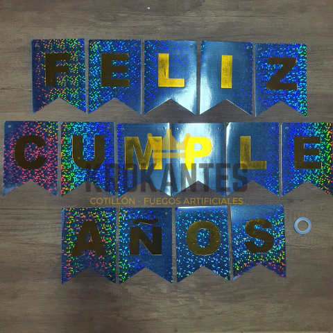 Banderín Feliz Cumple Laser Celeste