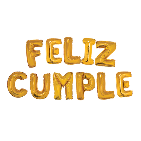 Globos "Feliz Cumple" 14" Dorado