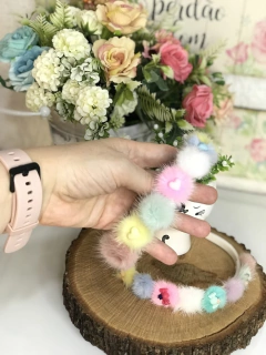 Tiara pompom pelúcia coração e balinha - loja online