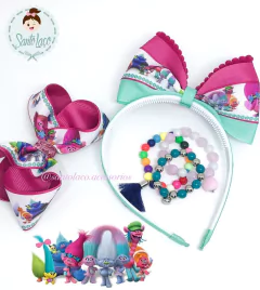 Kit Laço e tiara Trolls