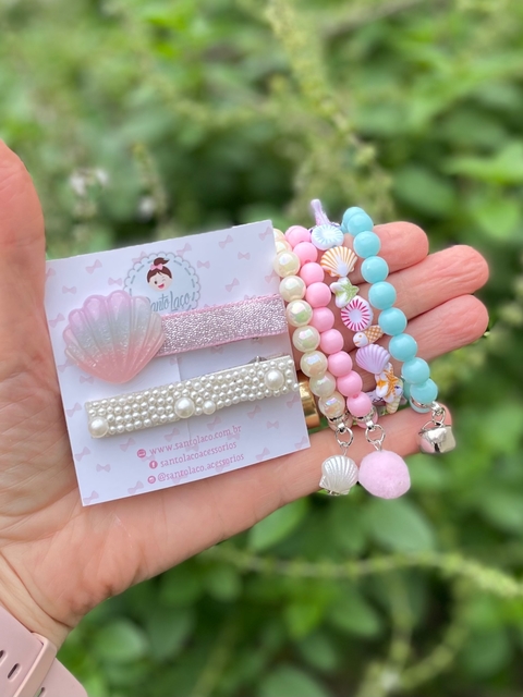 Kit hair clips concha do mar