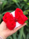 Laço Lari Duplo Organza com Pérolas e Strass