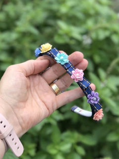 Tiara jeans click floral 3D - comprar online