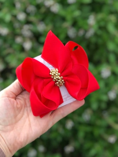 Laço Bella duplo organza com pérolas