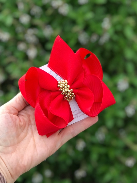 Laço Bella duplo organza com pérolas