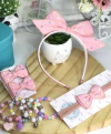 Coleção laço e tiara Jeans Rose Corações