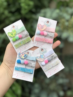 Hair clips coração cristal