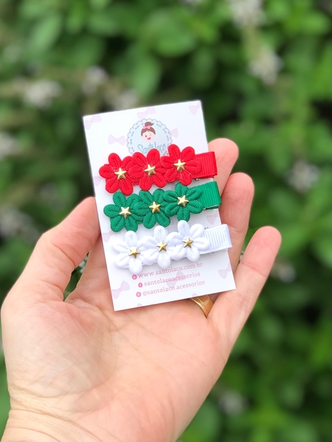 Hair clips flores natalino